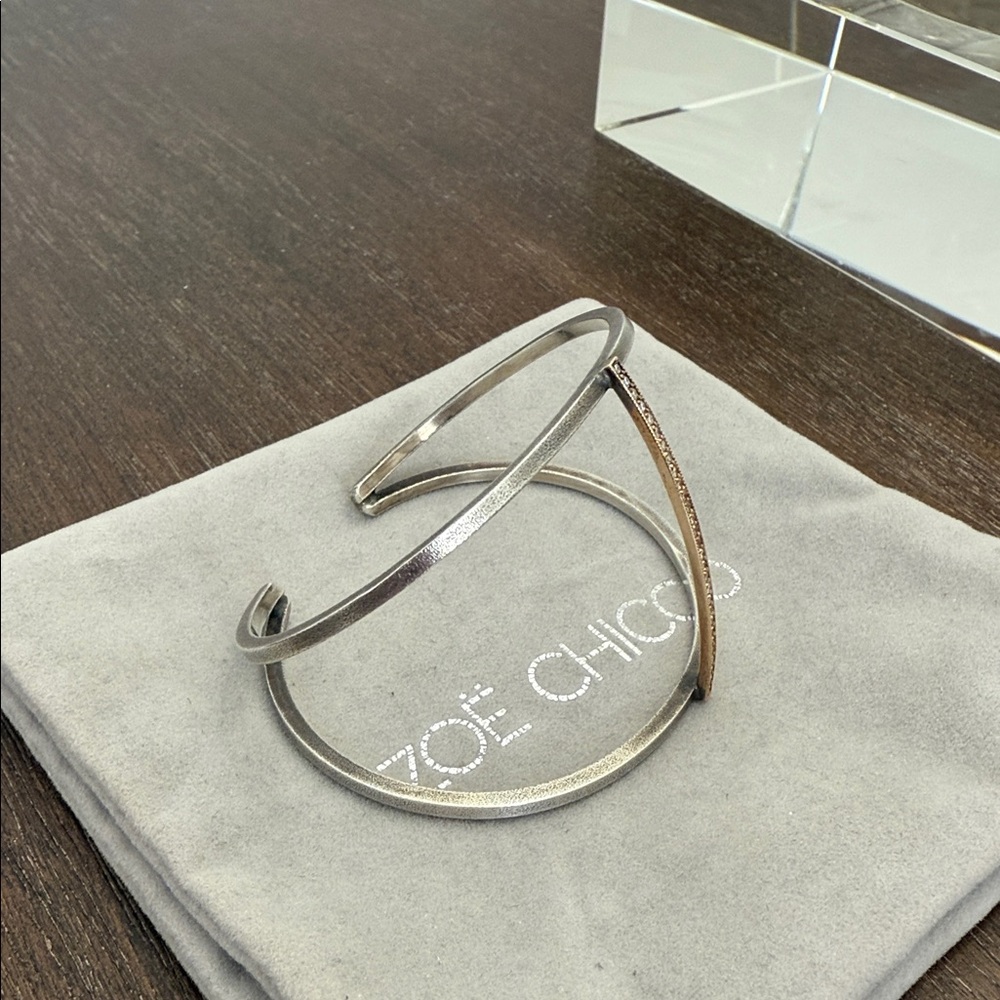 Zoe Chicco Oxidized Silver, Rose Gold, Diamond Cuff Bracelet - Picture 5 of 7